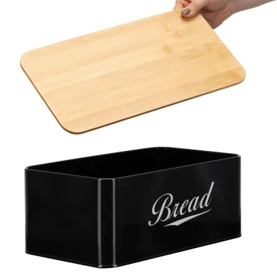 Chlebník s bambusovým vekom SPRINGOS KI0164 čierny