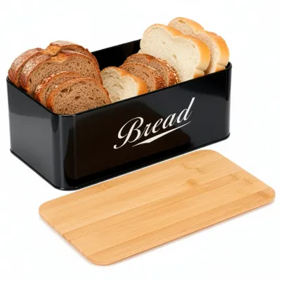 Chlebník s bambusovým vekom SPRINGOS KI0164 čierny