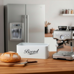 Chlebník s bambusovým vekom SPRINGOS KI0165 biely