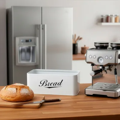 Chlebník s bambusovým vekom SPRINGOS KI0165 biely