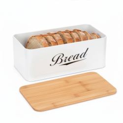 Chlebník s bambusovým vekom SPRINGOS KI0165 biely