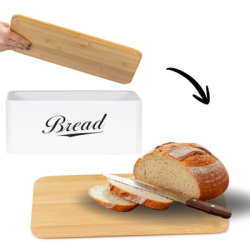 Chlebník s bambusovým vekom SPRINGOS KI0165 biely