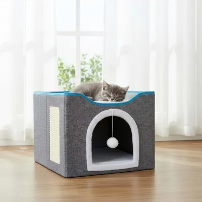 Domček pre mačku s brmbolcom SPRINGOS PA1085 sivý