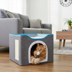 Domček pre mačku s brmbolcom SPRINGOS PA1085 sivý