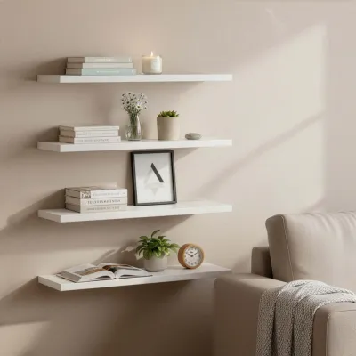 Polica na stenu sada 4 ks SPRINGOS HF0052 biele