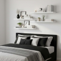 Polica na stenu sada 4 ks SPRINGOS HF0052 biele