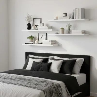 Polica na stenu sada 4 ks SPRINGOS HF0052 biele