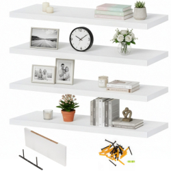 Polica na stenu sada 4 ks SPRINGOS HF0052 biele