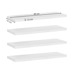 Polica na stenu sada 4 ks SPRINGOS HF0052 biele