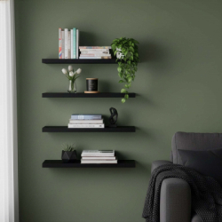 Polica na stenu sada 4 ks SPRINGOS HF0053 čierne