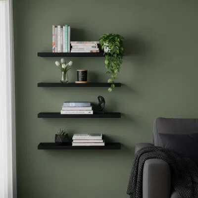 Polica na stenu sada 4 ks SPRINGOS HF0053 čierne