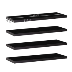 Polica na stenu sada 4 ks SPRINGOS HF0053 čierne