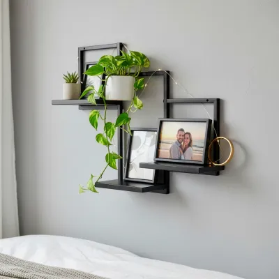 Nástenná polica sada 3 ks SPRINGOS HF0055 čierna