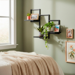 Nástenná polica sada 3 ks SPRINGOS HF0055 čierna