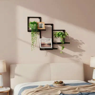 Nástenná polica sada 3 ks SPRINGOS HF0055 čierna