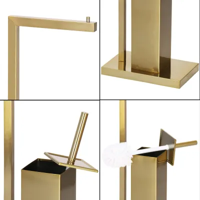 Držiak na toaletný papier s WC kefou SPRINGOS TB0021 zlatý