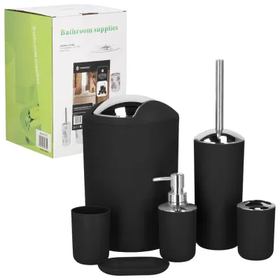 Súprava do kúpeľne 6 ks SPRINGOS HA1111 čierna