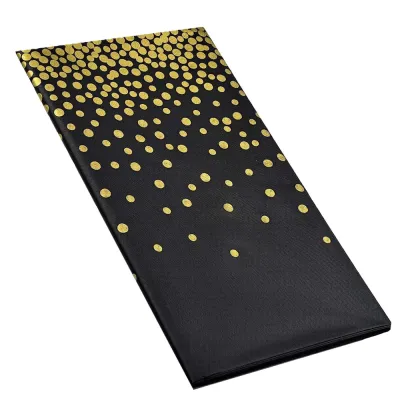 Obrus na stôl 272x137 cm vodeodolný SPRINGOS PS0049 čierny so zlatými bodkami