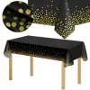 Obrus na stôl 272x137 cm vodeodolný SPRINGOS PS0049 čierny so zlatými bodkami