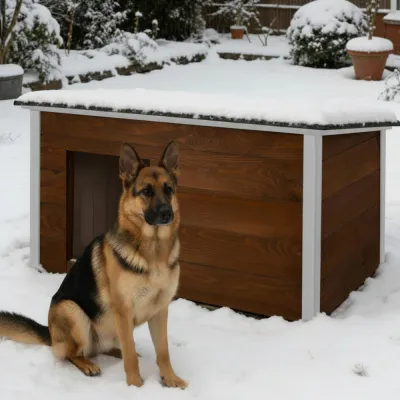 Zatepletá búda pre psa 106x72x67 cm DECHLAND BP06 hnedo-šedá