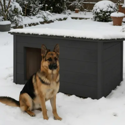 Zatepletá búda pre psa 106x72x67 cm DECHLAND BP06 sivá