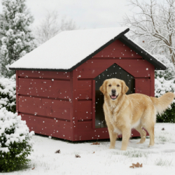 Zatepletá búda pre psa L 80x64x61 cm DECHLAND BP011 mahagón