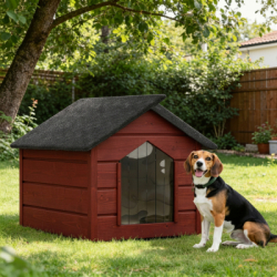 Zatepletá búda pre psa L 80x64x61 cm DECHLAND BP011 mahagón