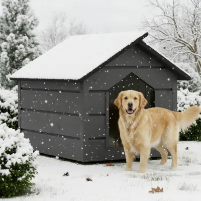 Zatepletá búda pre psa L 80x64x61 cm DECHLAND BP011 sivá
