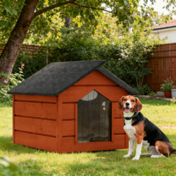 Zatepletá búda pre psa L 80x64x61 cm DECHLAND BP011 teak