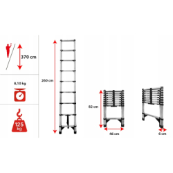 Teleskopický rebrík 370 cm výsuvný MULTISYSTEM MS260