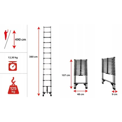 Teleskopický rebrík 490 cm výsuvný MULTISYSTEM MS380
