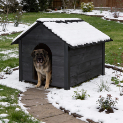 Zateplená búda pre psa XL 72x116x81 cm DECHLAND BP04 tmavo šedá