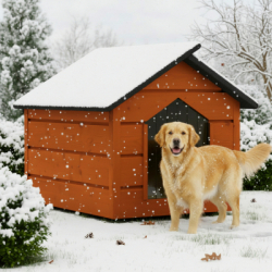 Zatepletá búda pre psa XL 116x90x82 cm DECHLAND BP012 teak