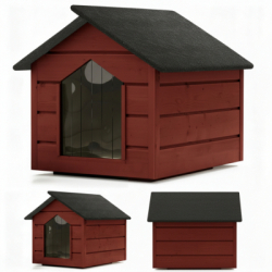 Zatepletá búda pre psa XL 90x116x82 cm DECHLAND BP012 mahagón