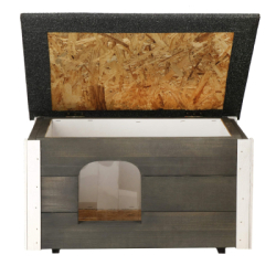 Zateplená búda pre psa S 54x39x30 cm DECHLAND BP01 sivá