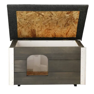 Zateplená búda pre psa S 54x39x30 cm DECHLAND BP01 sivá