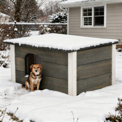Zateplená búda pre psa S 54x39x30 cm DECHLAND BP01 sivá
