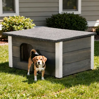 Zateplená búda pre psa S 54x39x30 cm DECHLAND BP01 sivá