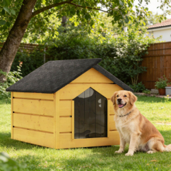 Zatepletá búda pre psa M 54x63x55 cm DECHLAND BP010 žltá