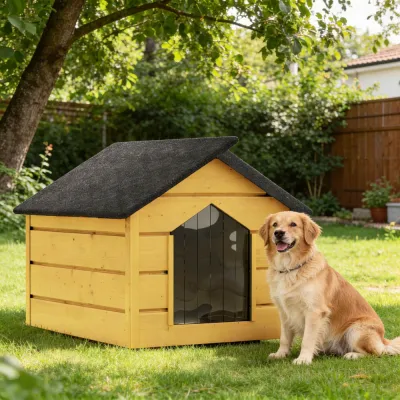 Zatepletá búda pre psa M 54x63x55 cm DECHLAND BP010 žltá