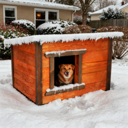 Zatepletá búda pre psa M 66x51x60 cm DECHLAND BP02 mahagón