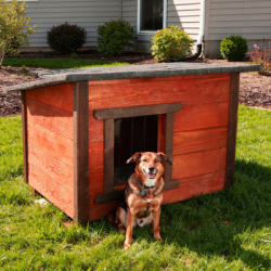Zatepletá búda pre psa M 66x51x60 cm DECHLAND BP02 mahagón