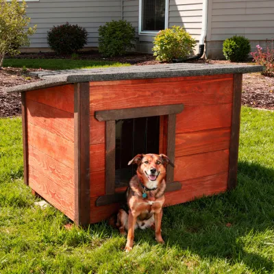 Zatepletá búda pre psa M 66x51x60 cm DECHLAND BP02 mahagón