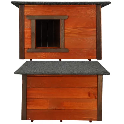 Zatepletá búda pre psa M 66x51x60 cm DECHLAND BP02 mahagón