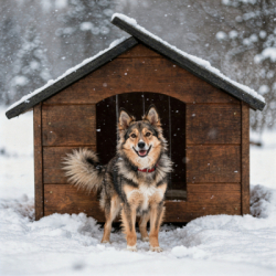 Zatepletá búda pre psa L 69x81x67 cm DECHLAND BP03 hnedá
