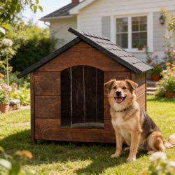 Zatepletá búda pre psa L 69x81x67 cm DECHLAND BP03 hnedá