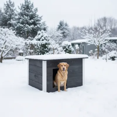 Zatepletá búda pre psa L 77x55x51 cm DECHLAND BP09 sivo-biela