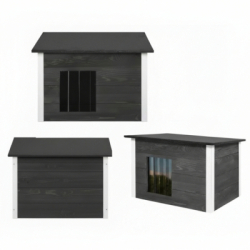 Zatepletá búda pre psa L 77x55x51 cm DECHLAND BP09 sivo-biela