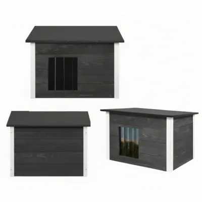 Zatepletá búda pre psa L 77x55x51 cm DECHLAND BP09 sivo-biela