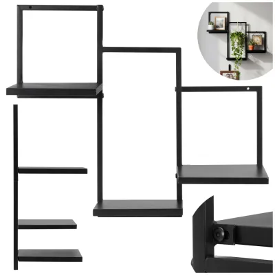 Nástenná polica sada 3 ks SPRINGOS HF0055 čierna